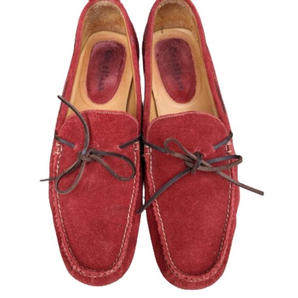 Cole Haan Red Suede Moccasin Loafers 9 - Picture 4 of 10